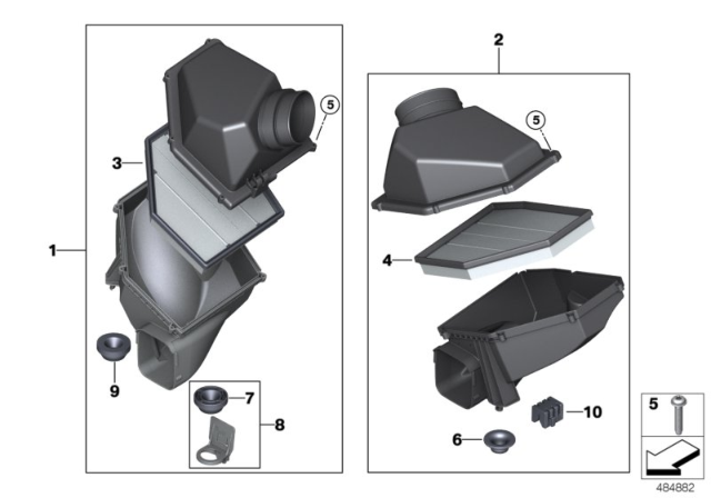 2020 BMW M5 Air Filter Element Diagram for 13717852382