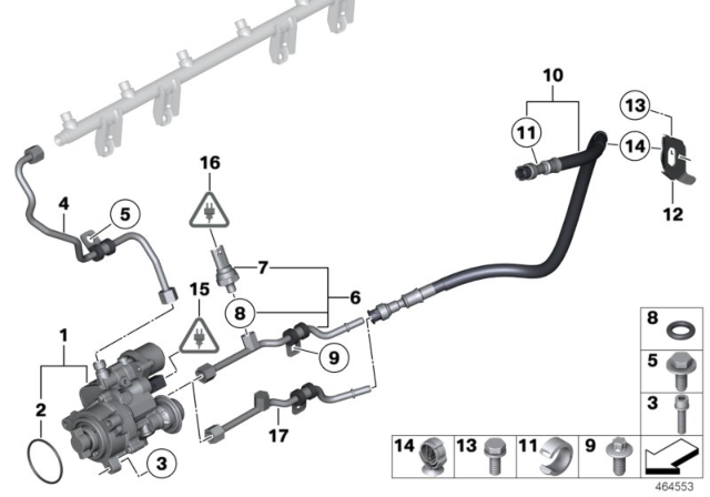 2012 BMW 535i High-Pressure Pump / Tubing Diagram 1