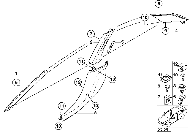 2000 BMW Z3 M Interior Body Trim Panel Diagram 2