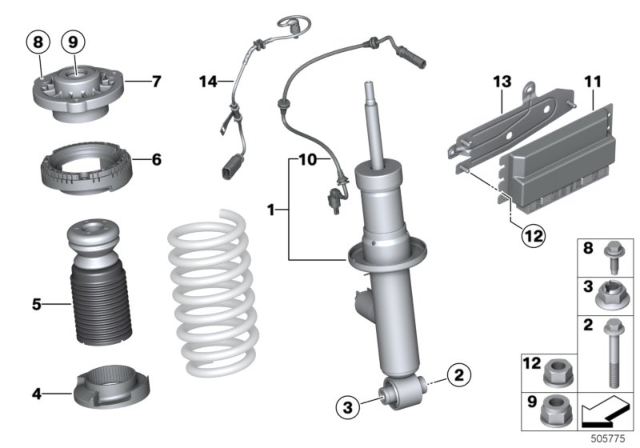 2020 BMW M8 Spring Strut, Rear Diagram