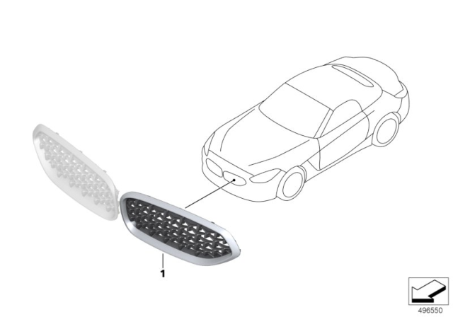 2019 BMW Z4 GRILLE, FRONT, LEFT Diagram for 51117489709