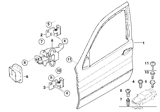 2006 BMW X5 Left Lower Front Door Hinge Diagram for 41518269837