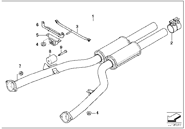 2005 BMW 645Ci Front Silencer Diagram