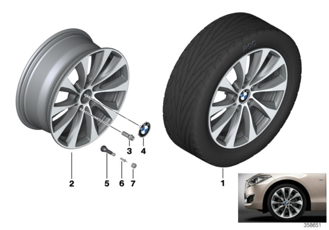 2015 BMW M235i BMW LA Wheel, V-Spoke Diagram 1