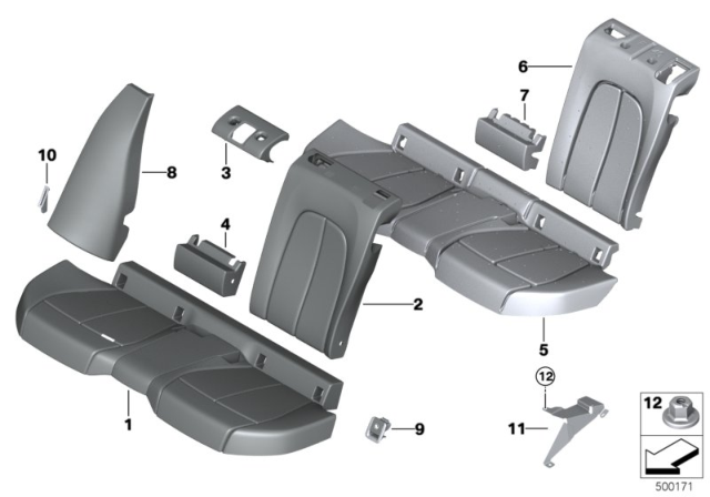 2020 BMW 228i xDrive Gran Coupe Seat, Rear, Cushion & Cover Diagram