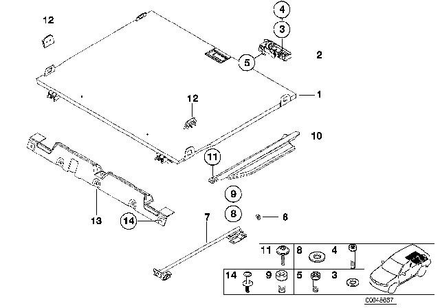 2001 BMW X5 Loading Floor Roller, Right Diagram for 51478248574