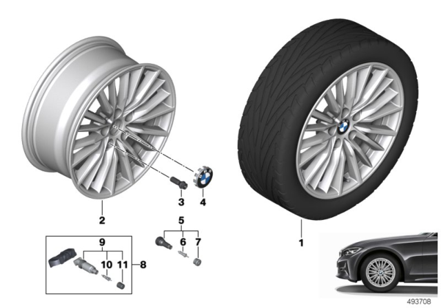 2020 BMW 330i xDrive Disc Wheel, Light Alloy, Ref Diagram for 36116883519