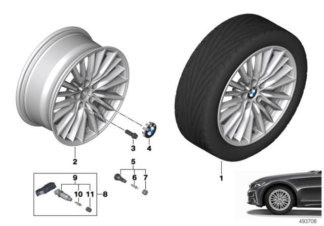 2019 BMW 330i BMW LA Wheel, Double Spoke Diagram 1