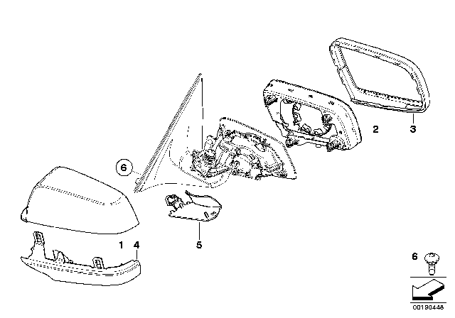 2008 BMW 650i Outside Mirror Diagram 3