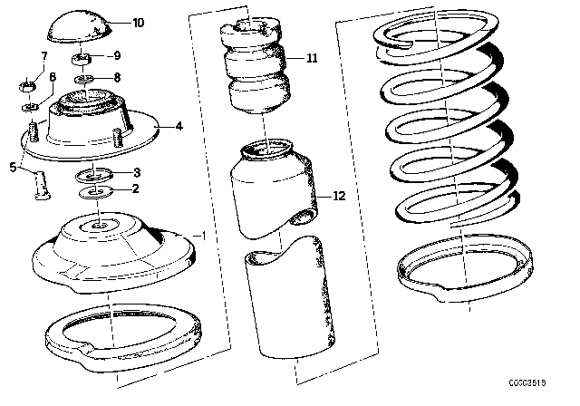 1979 BMW 320i Guide Support / Spring Pad / Attaching Parts Diagram 1