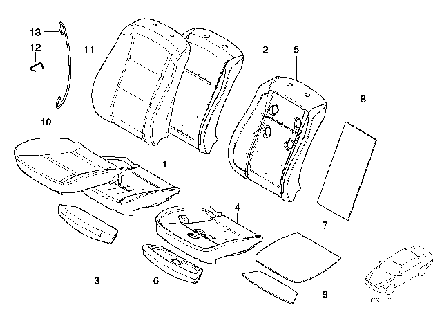 2010 BMW M5 Seat, Front, Cushion & Cover Diagram 1