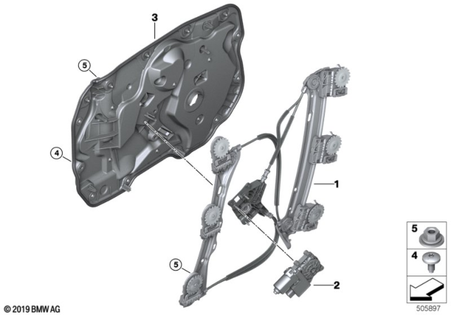 2020 BMW 228i xDrive Gran Coupe Door Window Lifting Mechanism Diagram 1