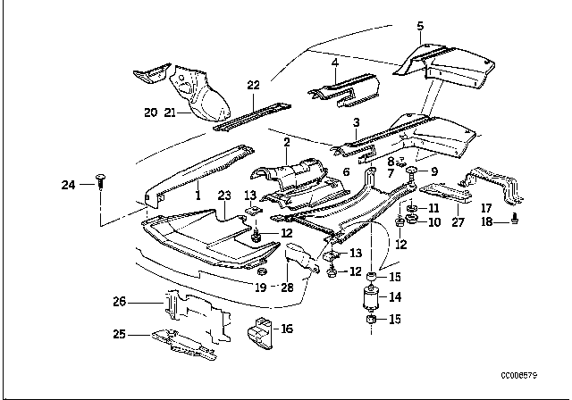1994 BMW 750iL Heat Insulation / Engine Compartment Screening Diagram