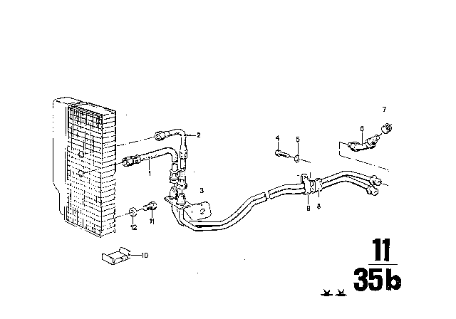 1969 BMW 2800 Oil Cooling Pipe Diagram for 17221114391