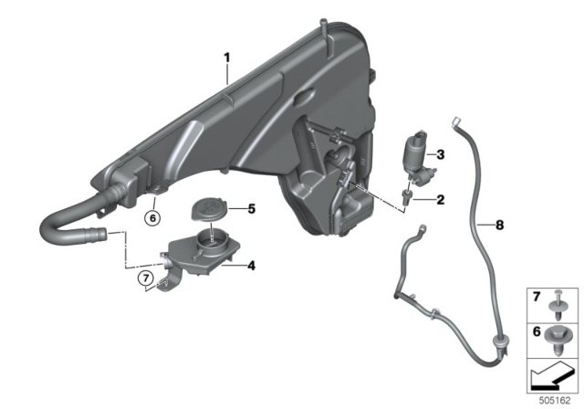 2019 BMW X7 Separate Components F.Washer Fluid Reservoir Diagram