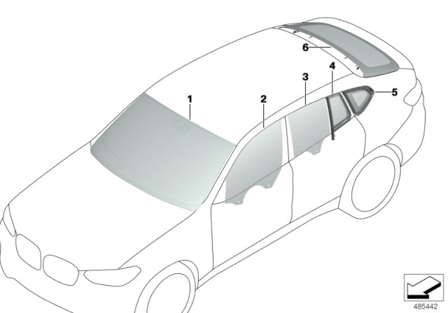 2020 BMW X4 Side Window Glass, Door, Front Right Diagram for 51337463448