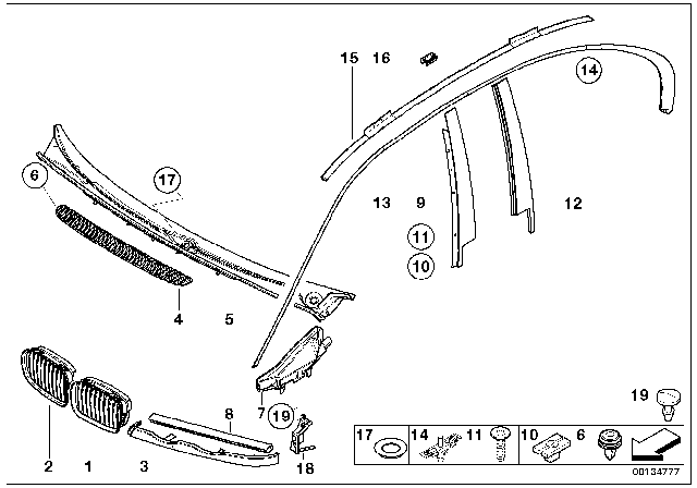 2000 BMW 323i Exterior Trim / Grille Diagram 2