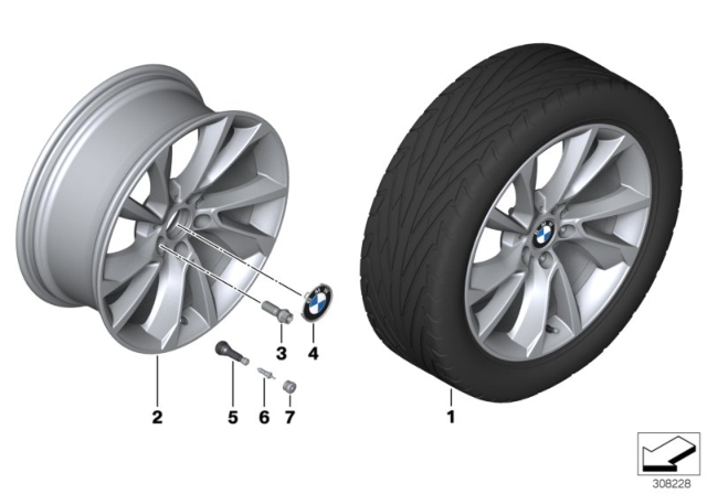 2016 BMW 335i GT xDrive BMW LA Wheel, Turbine Styling Diagram 1