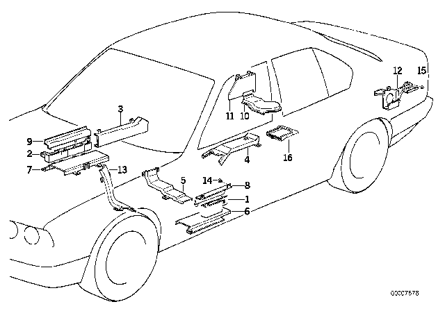 1994 BMW 850CSi Cable Covering Diagram