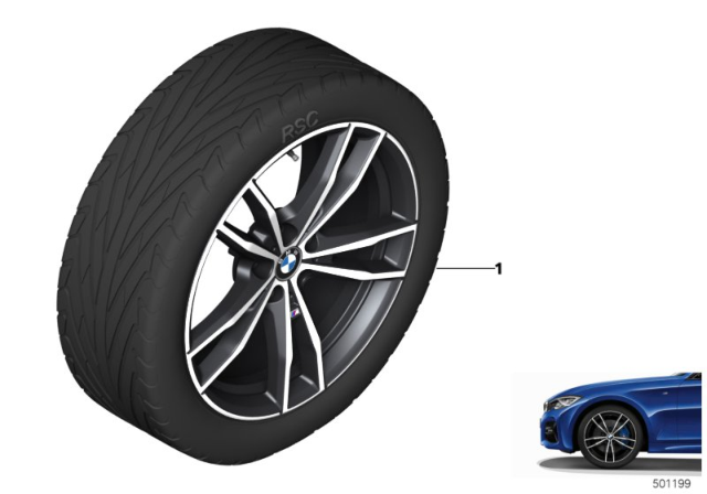 2020 BMW M340i xDrive BMW LA Wheel, Double Spoke Diagram 1