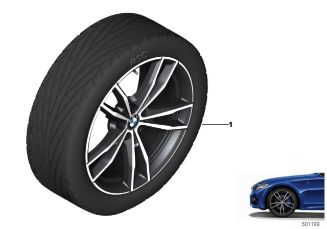 2020 BMW 330i xDrive BMW LA Wheel, Double Spoke Diagram 1