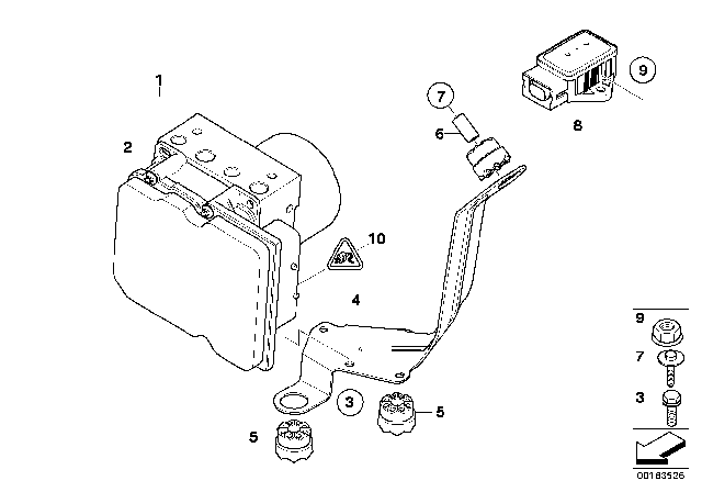 2004 BMW X5 Hydro Unit DXC / Fastening / Sensors Diagram