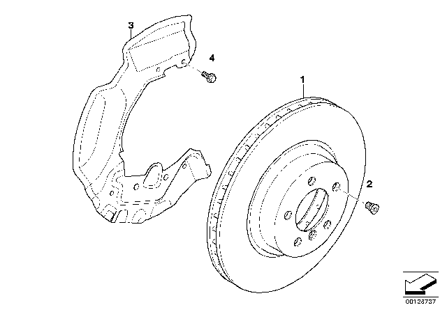 2009 BMW 650i Front Brake / Brake Disc Diagram