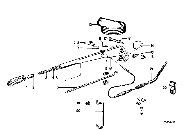 1978 BMW 530i Handbrake Lever Diagram for 34411117325