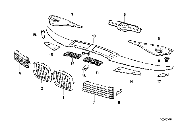 1994 BMW 850CSi Grille Diagram