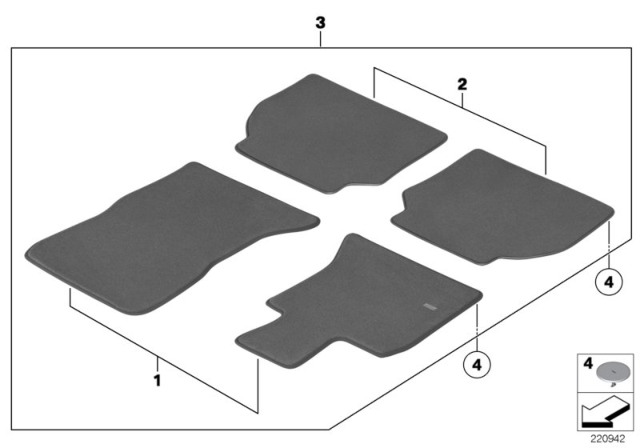 2013 BMW 528i Floor Mats Diagram 2