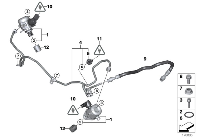 2012 BMW X5 M High-Pressure Pump / Tubing Diagram