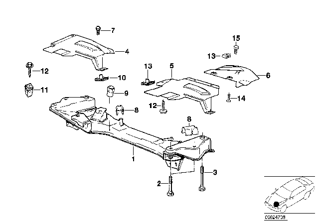 1991 BMW 525i Front Axle Support Diagram