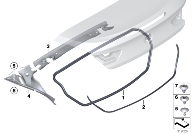 2019 BMW M6 Mounting Parts, Rear Lid Diagram