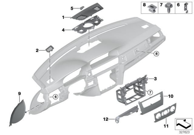 2011 BMW 328i Mounting Parts, Instrument Panel Diagram 3