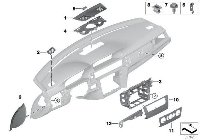 2008 BMW 328i Mounting Parts, Instrument Panel Diagram 3