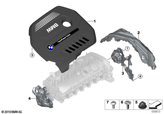 2020 BMW 440i Gran Coupe Acoustic Cover Front Diagram for 11148658128