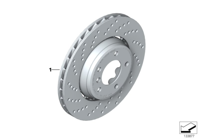 2004 BMW 330Ci Front Wheel Brake Disc Perforated Diagram