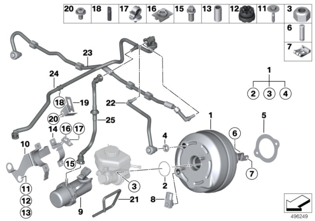 2014 BMW ActiveHybrid 3 Brake Servo Unit / Mounting Diagram