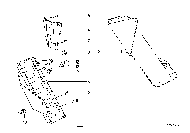 1987 BMW 325i Foot Rest Diagram