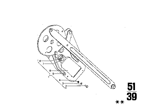 1974 BMW 3.0S Door Window Lifting Mechanism Diagram 2