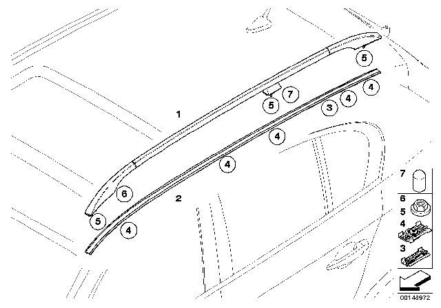 2007 BMW 530xi Roof Railing, Left Diagram for 51137079945