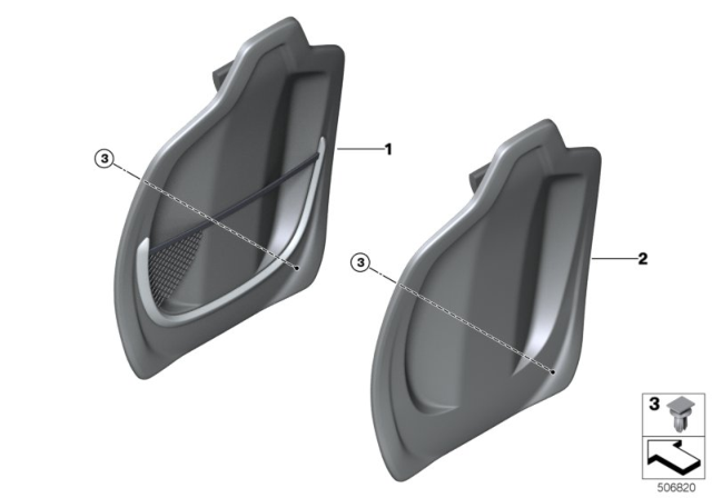 2020 BMW M235i xDrive Gran Coupe Front Seat Backrest Trims Rear Panel Diagram