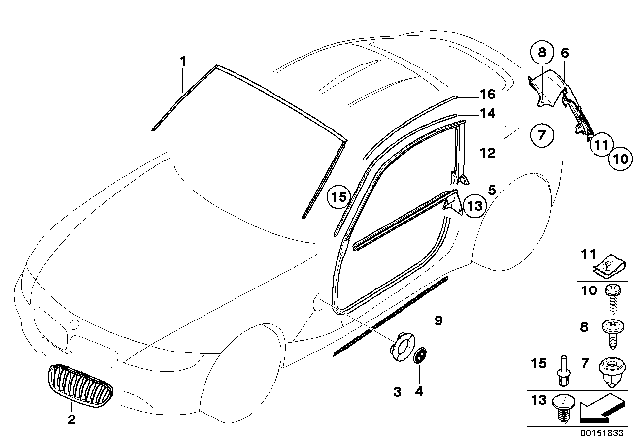 2008 BMW Z4 Grille Left Diagram for 51137051957