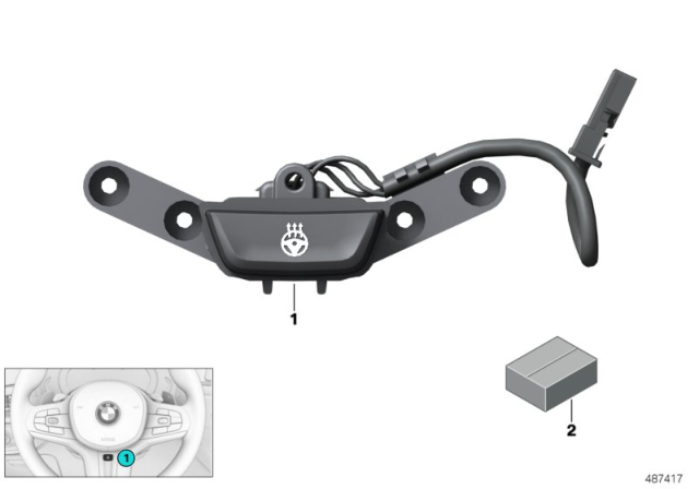 2019 BMW M5 Steering Wheel Heating Push-Button Diagram