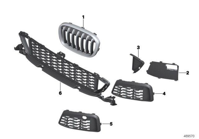 2016 BMW X1 Grille, Side, Open, Right Diagram for 51118072776