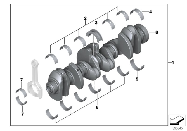 2013 BMW X1 Crankshaft With Bearing Shells Diagram