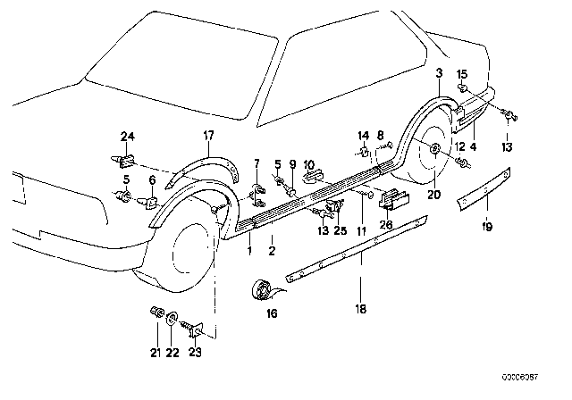 1989 BMW 325ix Cover Door Sill / Wheel Arch Diagram