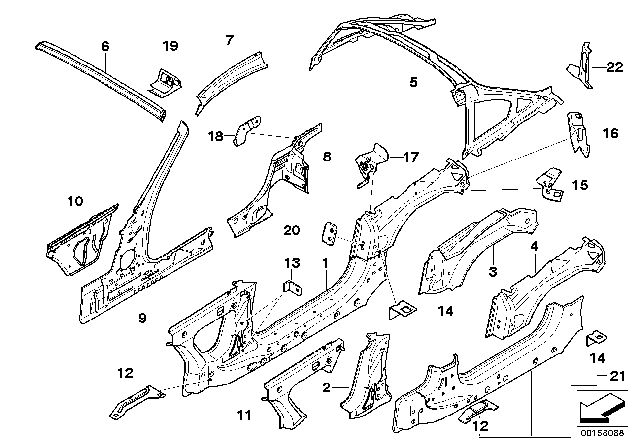 2008 BMW Z4 Single Components For Body-Side Frame Diagram