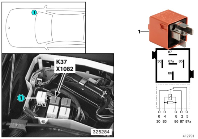 2000 BMW 540i Relay, Wiper Diagram 2