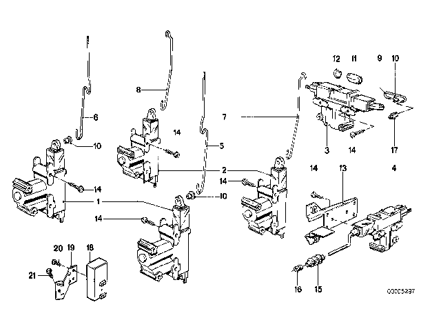 1979 BMW 733i Central Locking Trunk Lid Diagram for 51261367783